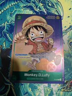 Monkey D Luffy P-037 1st Anniversary Tournament STAMP Promo Holo One Piece Card - Image 1