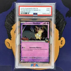 PSA 9 MINT 2025 Pokemon Destined Rivals TEAM ROCKET'S MIMIKYU #087 Prerelease - Image 2