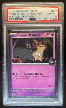 2025 Pokemon Destined Rivals Team Rocket's Mimikyu Reverse Holo #087/182 PSA 10 - Image 1