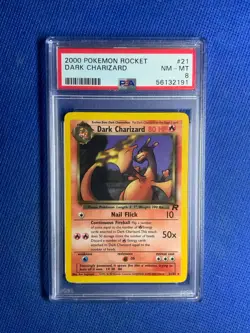 2000 POKEMON ROCKET #21 DARK CHARIZARD PSA 8 - Image 3