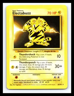 💥 Electabuzz # 20/102 | Base Set | Vintage Pokemon 1999 TCG Rare - Image 1