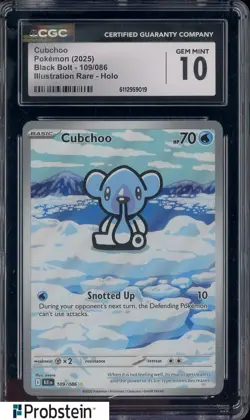2025 Pokemon Black Bolt Illustration Rare #109 Cubchoo CGC 10 GEM MINT - Image 1