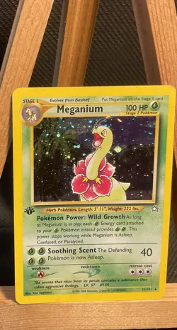 Meganium - 11/111 - Pokemon Neo Genesis 1st Edition - HALF SWIRL LP - Image 1