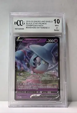 POKEMON 2020 SWORD & SHIELD BLACK STAR PROMO HATTERENE V SWSH055 BCCG 10 MINT - Image 1