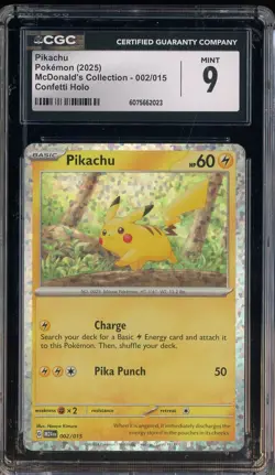 2025 Pokemon McDonald's Collection Confetti Holo #002/015 Pikachu CGC 9 MINT - Image 1