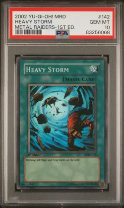 PSA 10 YU-GI-OH! HEAVY STORM 1ST EDITION METAL RAIDERS MRD-142 SUPER RARE - Image 1
