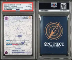 2025 ONE PIECE OP11-A FIST OF DIVINE SPEED 3RD ANV-SILVER MONKEY D. LUFFY PSA 10 - Image 1