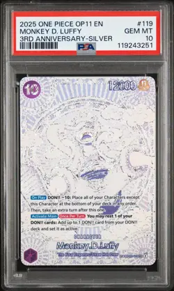 2025 ONE PIECE OP11-A FIST OF DIVINE SPEED 3RD ANV-SILVER MONKEY D. LUFFY PSA 10 - Image 2