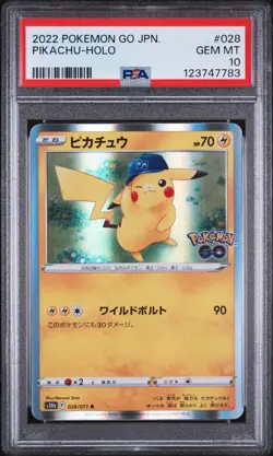 2022 POKEMON GO JPN #028 PIKACHU-HOLO PSA 10 - Image 1