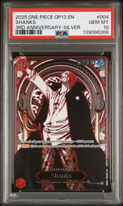 2025 ONE PIECE OP13-CARRYING ON HIS WILL 3RD ANV-SILVER #004 SHANKS PSA 10 - Image 1