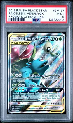🍃 Celebi & Venusaur GX #SM167 Pokemon Promo Card Tag Team - PSA Grade 9 MINT - Image 1