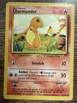 Pokemon TCG Charmander Base Set 46/102 Regular Unlimited Common LP - Image 1