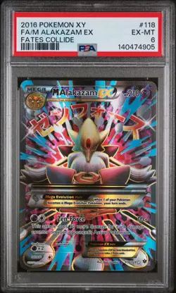 2016 POKEMON XY FATES COLLIDE #118 FULL ART/M ALAKAZAM EX PSA 6 - Image 2