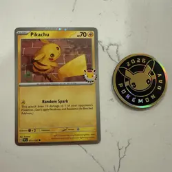 Pokemon TCG Pikachu Pokemon Day 2026 Promo And Coin. - Image 1