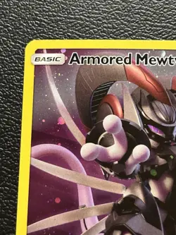 Pokemon TCG Armored Mewtwo SM228 Black Star Promos MP Holo 2019 Crease - Image 3