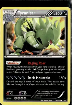 Pokemon Tyranitar 56/124 Holo Rare Fates Collide LP - Image 1