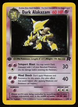 Dark Alakazam 1/82 Rare Team Rocket Holo 1st Edition Pokemon - Image 1