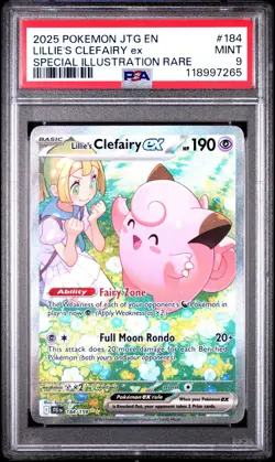 2025 POKEMON JTG EN-JOURNEY TOGETHER #184 LILLIE'S CLEFAIRY EX PSA 9 - Image 1