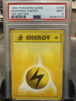 Pokemon TCG Base Set 1st Edition Lightning Energy 100/102 PSA 9 - Image 1