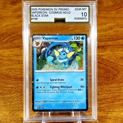 Pokemon SV Black Star Promo Vaporeon 168 AGS Gem-MT 10 Cosmos Holo 2025 - Image 1