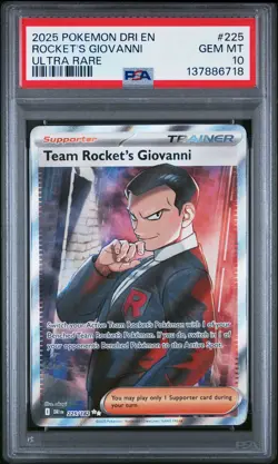 2025 POKEMON DRI EN-DESTINED RIVALS ULTRA RARE TEAM ROCKET'S GIOVANNI PSA 10 - Image 1