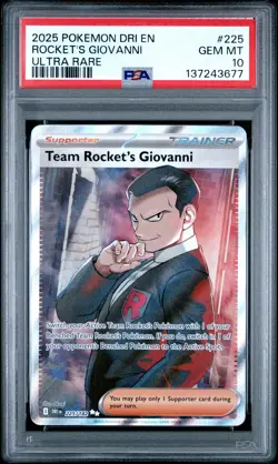 2025 POKEMON DRI EN-DESTINED RIVALS ULTRA RARE TEAM ROCKET'S GIOVANNI PSA 10 - Image 1