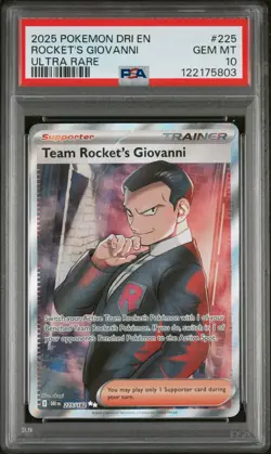 2025 POKEMON DRI EN-DESTINED RIVALS ULTRA RARE TEAM ROCKET'S GIOVANNI PSA 10 - Image 1