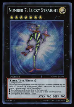 Number 7: Lucky Straight GAOV-EN091 Secret Rare 1st Edition Yu-Gi-Oh - Image 1