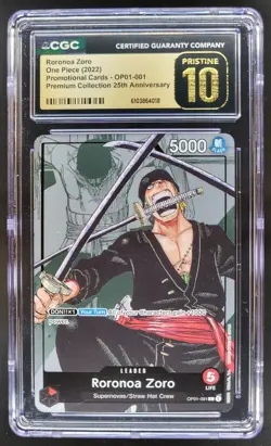 2022 ONE PIECE CCG RORONOA ZORO MANGA ALT AT OP01-001 CGC 10 PRISTINE B PT - Image 1