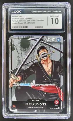 2022 ONE PIECE CCG JAPANESE RORONOA ZORO MANGA ALT ART OP01-001 CGC 10 B PT - Image 1