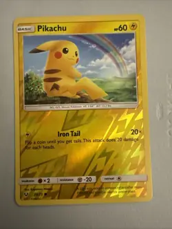 Pikachu 28/73 Reverse Holo Shining Legends Pokemon Card 2017 - Image 1
