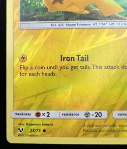 Pikachu 28/73 Reverse Holo Shining Legends Pokemon Card 2017 - Image 5