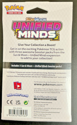 POKEMON TCG SUN & MOON UNIFIED MINDS SEALED HANGER BOX - 3 BOOSTER PACKS - Image 2