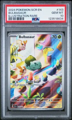 Pokemon Bulbasaur Illustration Rare Stellar Crown 143/142 PSA 10 Gem Mint - Image 1