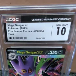 CGC 10 GEM MINT Mega Gengar Ex 056/094 HOLO RARE Phantasmal Flames Pokemon Card - Image 4