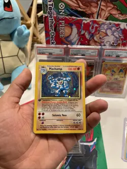 Pokemon TCG Base Set Machamp Holo Card 8/102 1st Edition (with Shadow) - Image 1