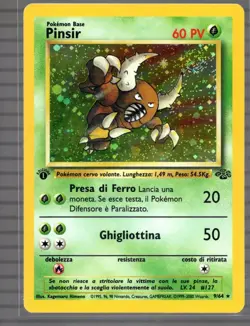 Rare ITALIAN Pinsir Jungle 1st Edition 9/64 Holo SWIRL Pokemon Card - LP+ - Image 1