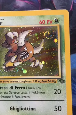 Rare ITALIAN Pinsir Jungle 1st Edition 9/64 Holo SWIRL Pokemon Card - LP+ - Image 3