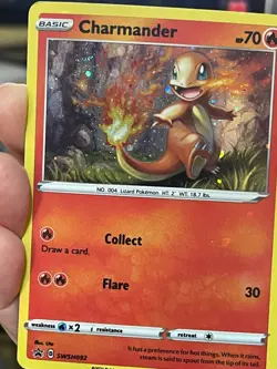 POKEMON CHARMANDER SWSH092 PROMO BLACK STAR COSMOS WITH SWIRL HOLOFOIL NM CARD - Image 1