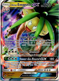 Alolan Exeggutor GX Ultra Rare SM - Crimson Invasion 74/111 NM - Holo - Image 1