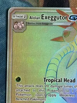 Alolan Exeggutor Gx 118/111 Pokemon Crimson Invasion Secret Rare Rainbow Holo NM - Image 2