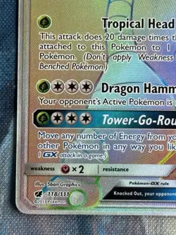 Alolan Exeggutor Gx 118/111 Pokemon Crimson Invasion Secret Rare Rainbow Holo NM - Image 3