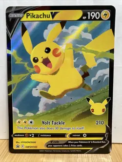 Pokemon Celebrations Promo Pikachu V Card Rare SWSH143 - Image 1