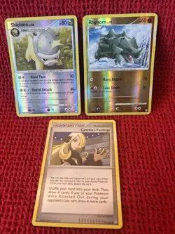 Rhyhorn Shieldon Cynthia Diamond and Pearl Reverse Holo Lot Set (3) Pokemon MP - Image 1