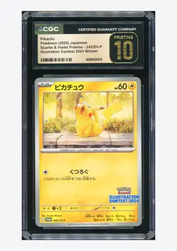 Pokemon CGC 10 PRISTINE Pikachu Promo 2025 242/SV-P Illustration Contest JPN - Image 1