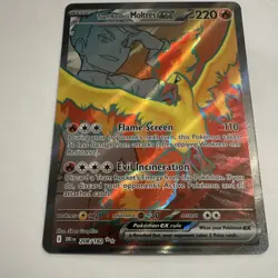 Pokemon Team Rocket's Moltres ex Ultra Rare Full Art Holo Sv10 208/182 - Image 1