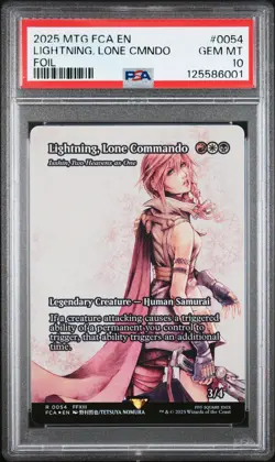 2025 MTG FINAL FANTASY: THROUGH THE AGES FOIL LIGHTNING, LONE COMMANDO PSA 10 - Image 1