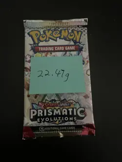 22.47g VERY HEAVY Prismatic Evolutions Pokemon Sealed Booster Pack New - Image 3