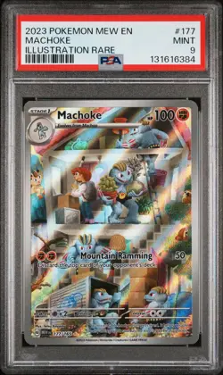 2023 POKEMON MEW EN-151 ILLUSTRATION RARE #177 MACHOKE PSA 9 - Image 1