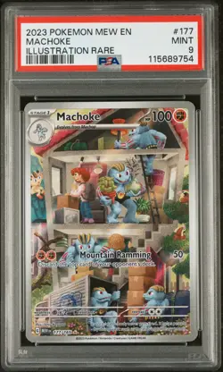 2023 POKEMON MEW EN-151 ILLUSTRATION RARE #177 MACHOKE PSA 9 - Image 1
